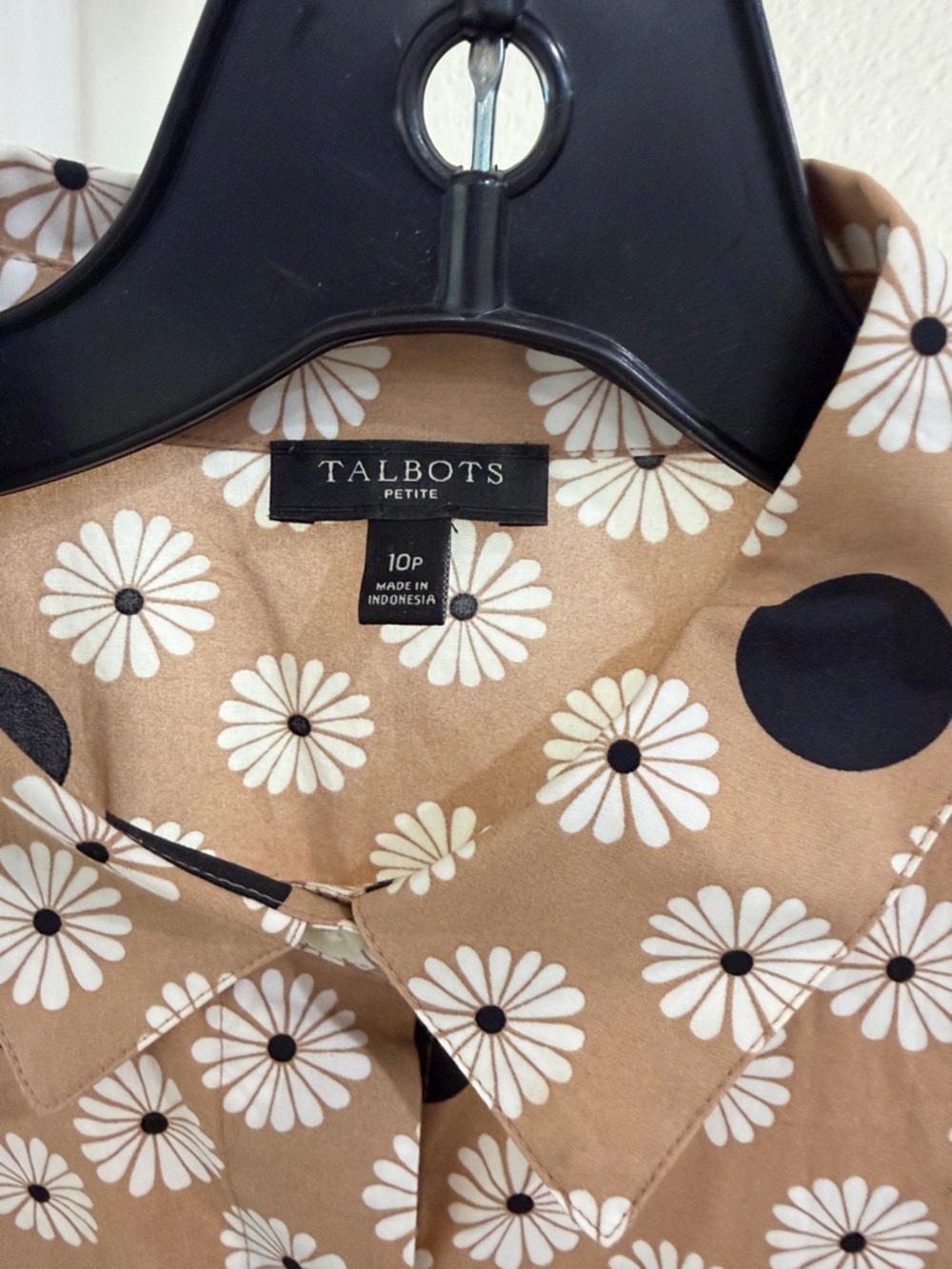 Talbots Brown Floral & Black Dot Long Sleeve Dress - Picture 5 of 9